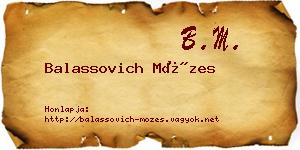 Balassovich Mózes névjegykártya